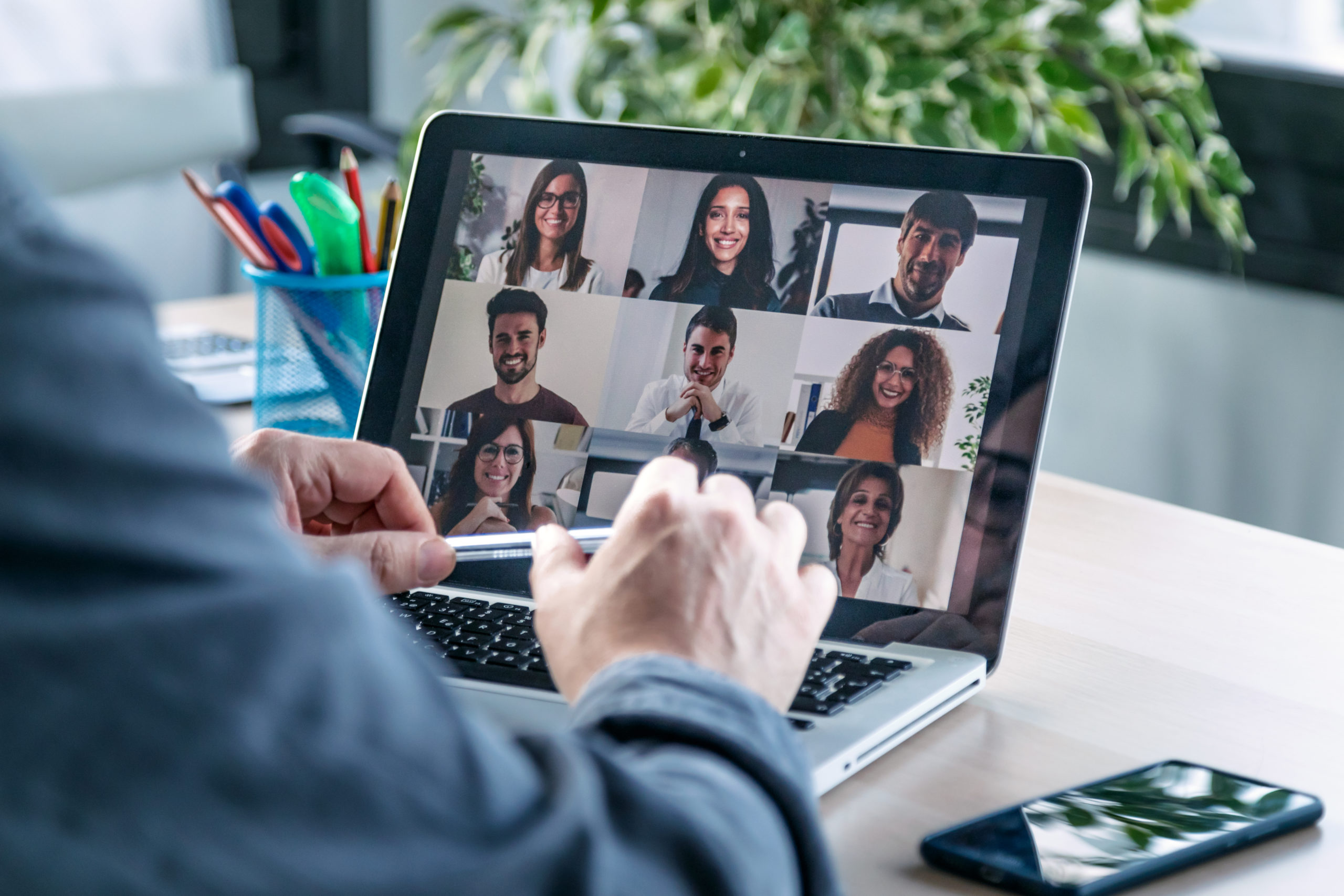 A video call on a laptop